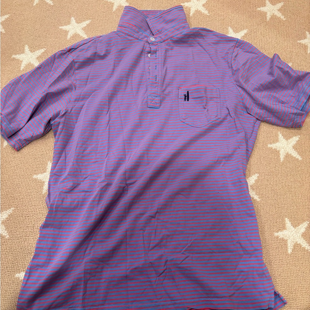 JOHNNIE O SIZE MEDIUM POLO SHIRT BLUE AND RED SUMMER STYLE